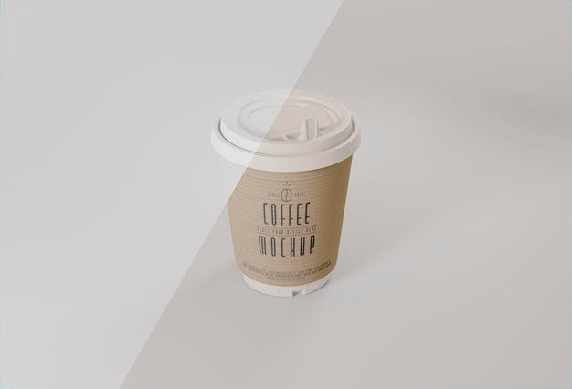 High Angle Coffee Cup Mockup Psd