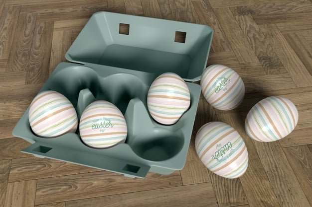 High Angle Decorative Easter Eggs Psd