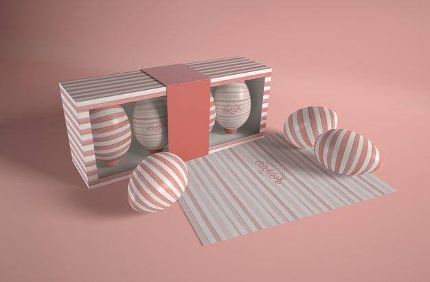 High Angle Easter Card With Eggs On Table Psd