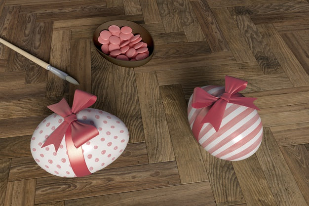 High Angle Eggs Painted For Easter Day Psd