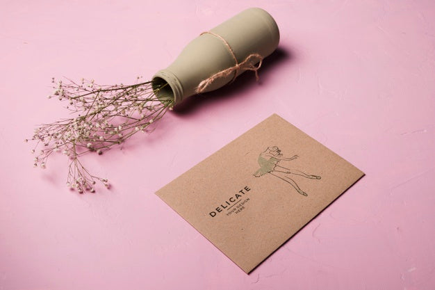 High Angle Envelope And Vase Assortment Psd