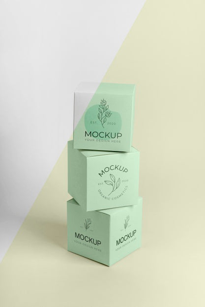 High Angle Green Boxes Arrangement Psd