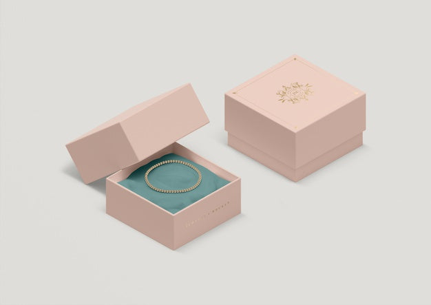 High Angle Jewelry Box With Golden Bracelet Psd