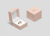 High Angle Jewelry Box With Golden Wedding Ring Psd