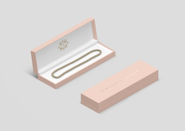 High Angle Jewelry Box With Pearl Necklace Psd