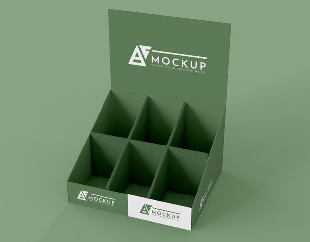High Angle Minimalist Green Exhibitor Mock-Up Psd