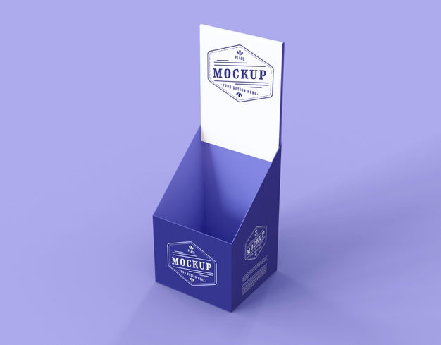 High Angle Minimalist Purple Exhibitor Mock-Up Psd