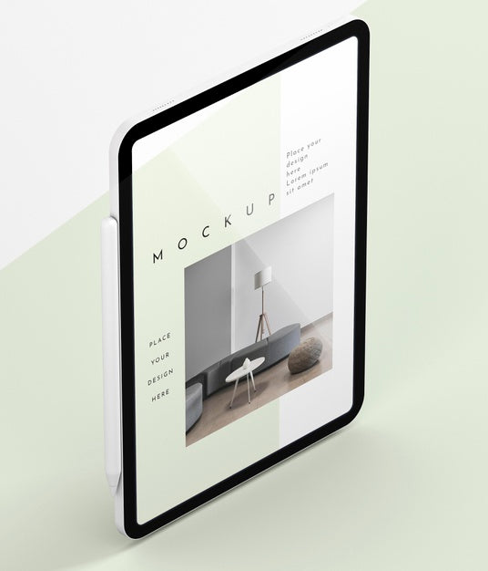 High Angle Modern Tablet Screen Mock-Up Psd