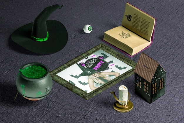 High Angle Od Halloween Concept Mock-Up Psd