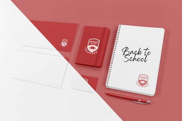 High Angle Of Back To School Essentials With Notebook Psd