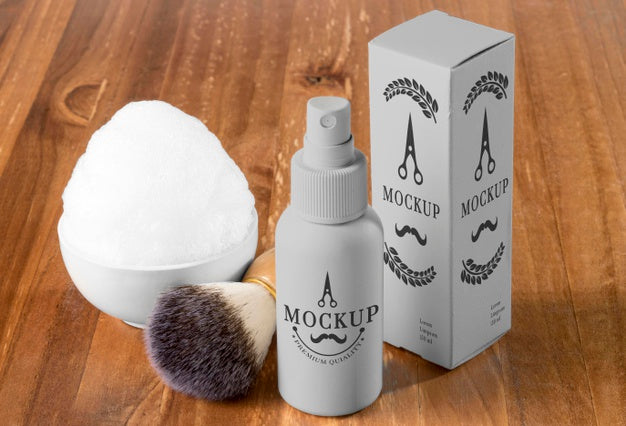 High Angle Of Barbershop Items With Foam And Brush Psd