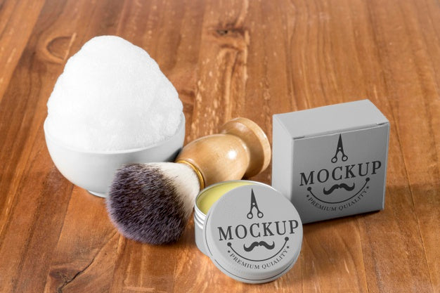 High Angle Of Barbershop Items With Foam And Wax Psd