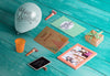 High Angle Of Birthday Elements On Wooden Table Psd