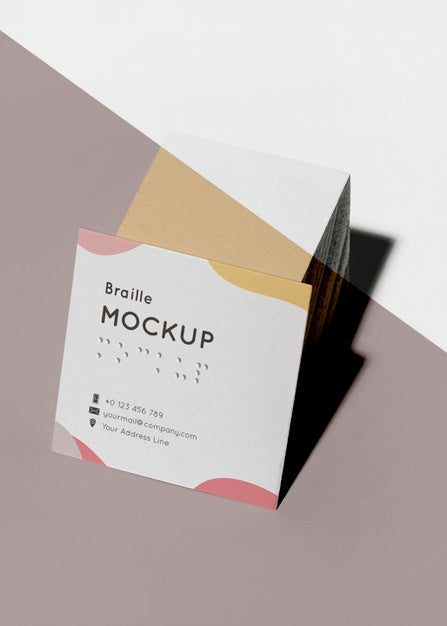 High Angle Of Business Cards With Embossed Braille Psd