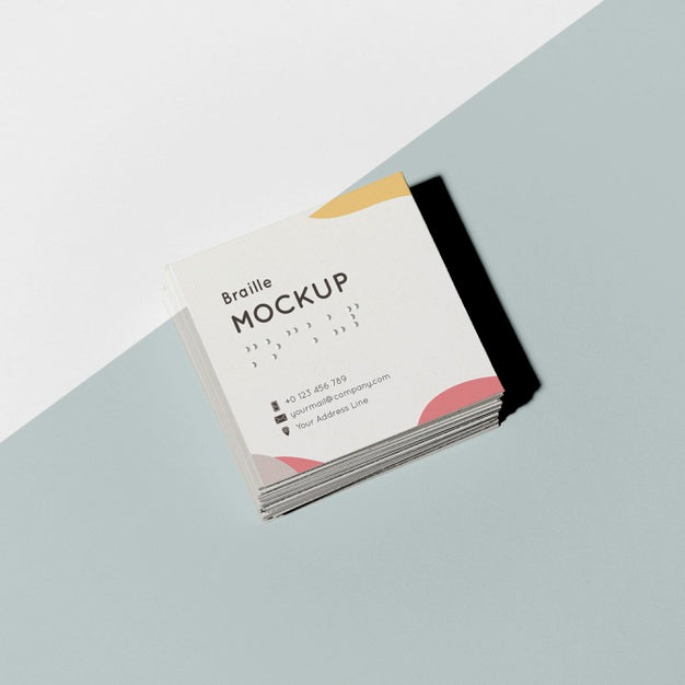 High Angle Of Business Cards With Embossed Braille Writing Psd