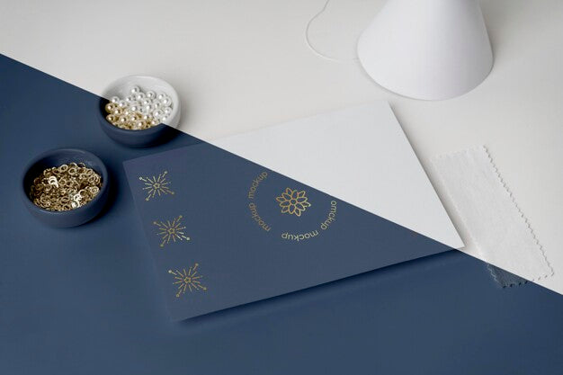 High Angle Of Carnival Invitation With Beads And Cone Psd