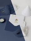 High Angle Of Carnival Invitation With Envelope And Face Mask Psd