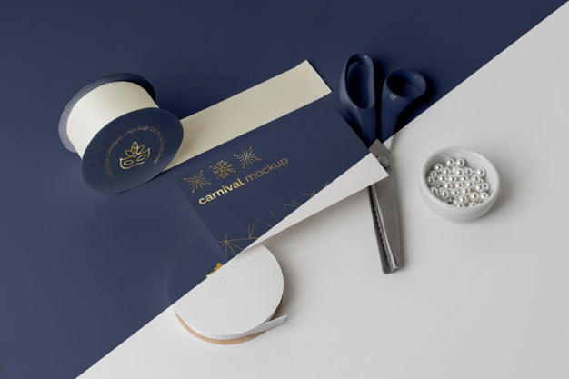 High Angle Of Carnival Invitation With Tape And Beads Psd