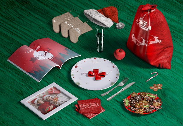 High Angle Of Christmas Scene Creator Mock-Up Psd