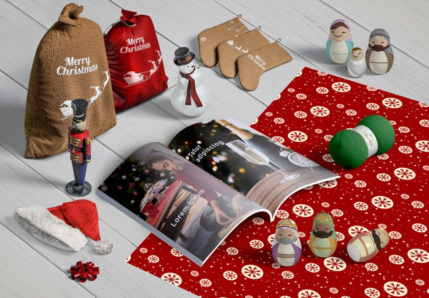 High Angle Of Christmas Scene Creator Psd