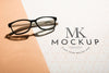 High Angle Of Clear Glasses Mock-Up Psd