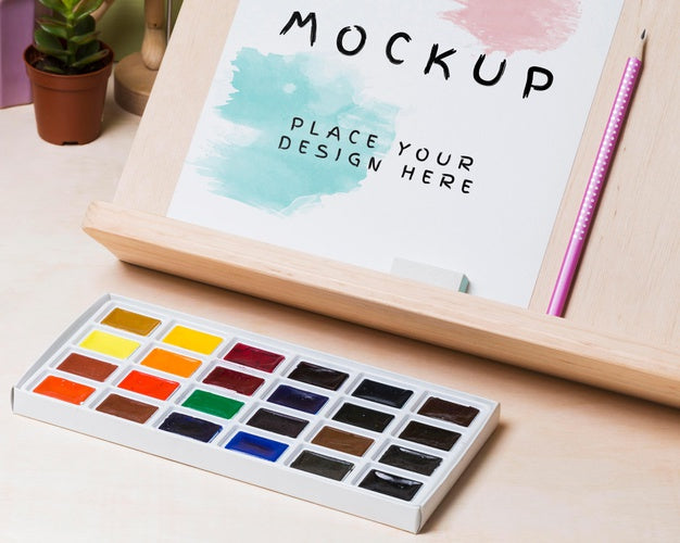 High Angle Of Desk Concept Mock-Up Psd