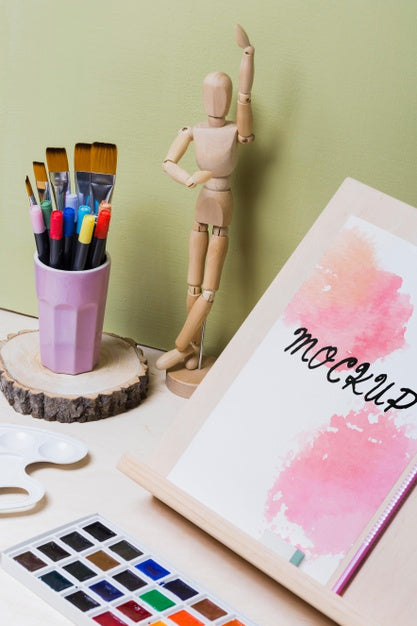 High Angle Of Desk Concept Mock-Up Psd