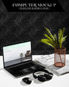 High Angle Of Desk With Headphones And Laptop Psd