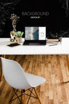 High Angle Of Desk With Laptop And Chair Psd