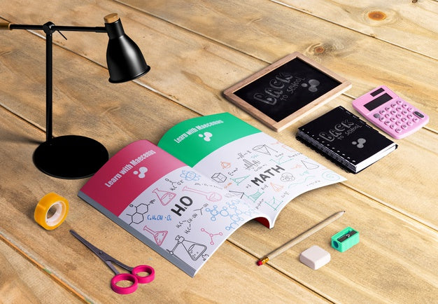 High Angle Of Desktop Scene Creator Pack Psd