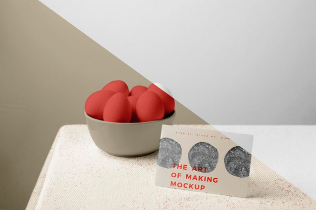 High Angle Of Eggs In Bowl Mock-Up With Card Psd