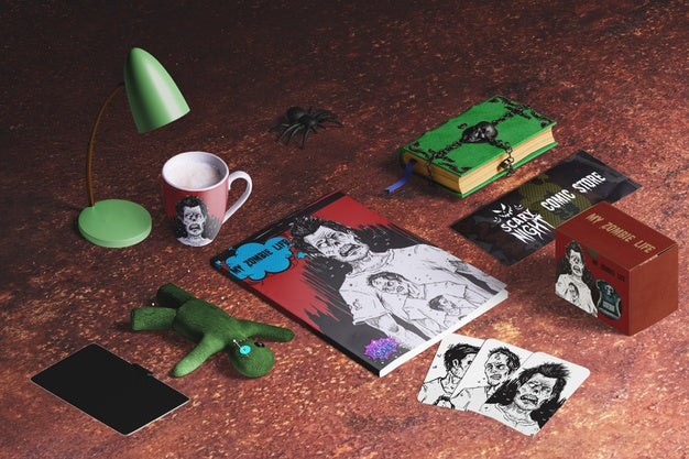 High Angle Of Halloween Concept Mock-Up Psd