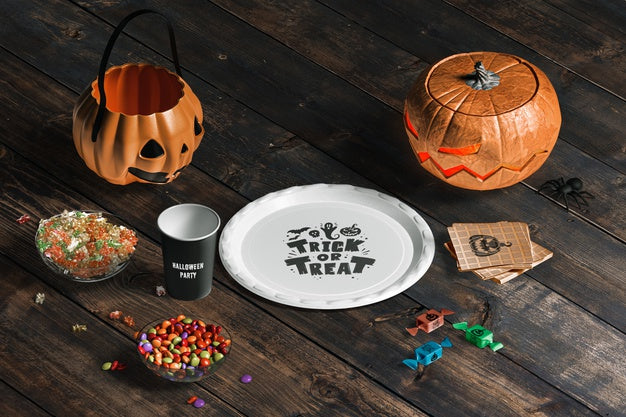 High Angle Of Halloween Concept Mock-Up Psd