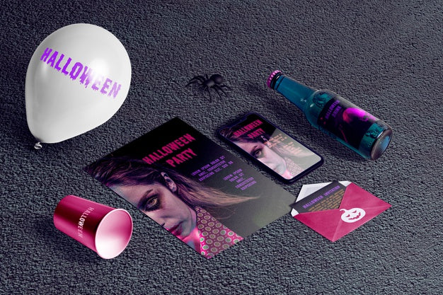 High Angle Of Halloween Concept Psd