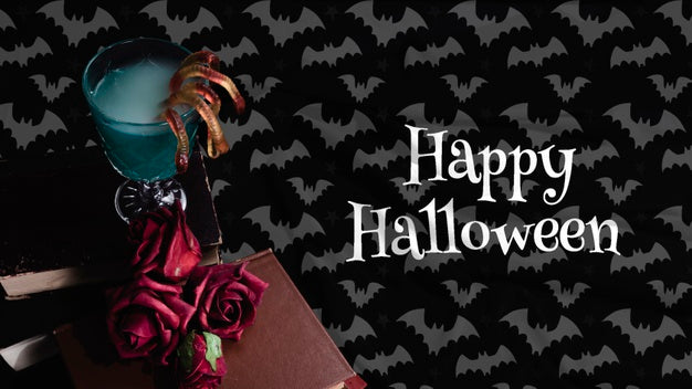 High Angle Of Halloween Concept Psd