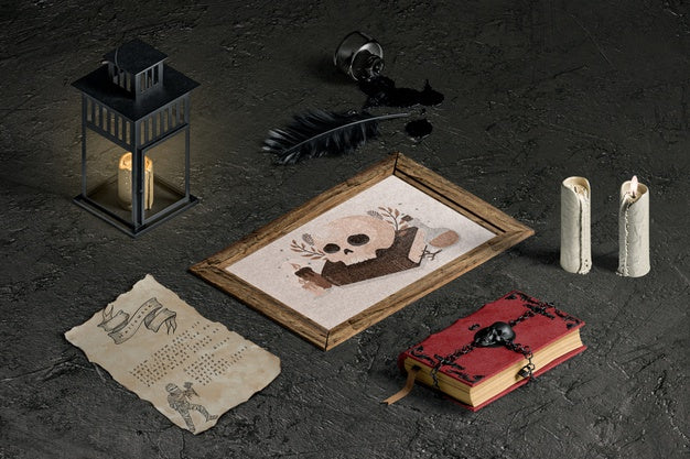 High Angle Of Halloween Concept Psd