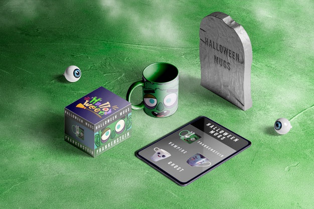 High Angle Of Halloween Concept Scene Creator Psd