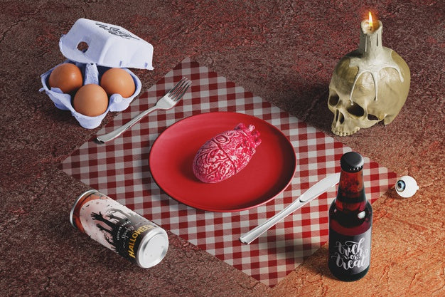 High Angle Of Halloween Concept Scene Creator Psd