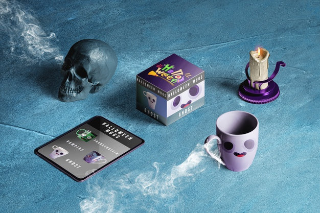 High Angle Of Halloween Concept Scene Creator Psd