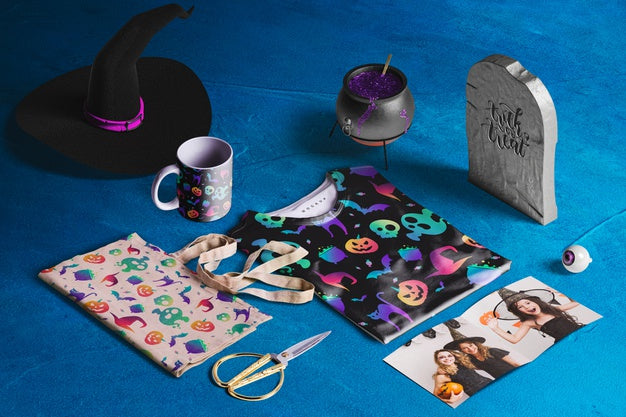 High Angle Of Halloween Scene Creator Elements Psd