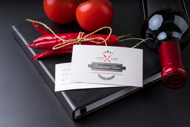 High Angle Of Menu With Wine And Chili Peppers Psd