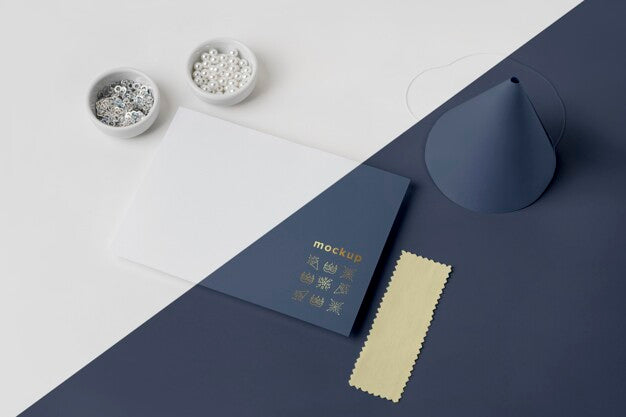 High Angle Of Minimalistic Carnival Invitation With Beads And Cone Psd