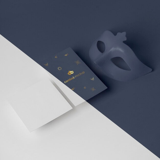 High Angle Of Minimalistic Carnival Invitation With Mask Psd