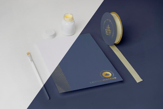 High Angle Of Minimalistic Carnival Invitation With Tape And Paint Brush Psd