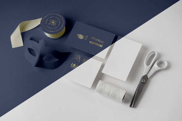 High Angle Of Minimalistic Carnival Invitation With Tape And Scissors Psd