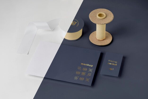 High Angle Of Minimalistic Carnival Invitation With Tape And Thread Psd
