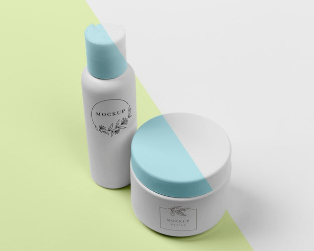 High Angle Of Mock-Up Beauty Products Psd