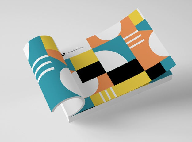 High Angle Of Mock-Up Paper With Geometric Design Psd