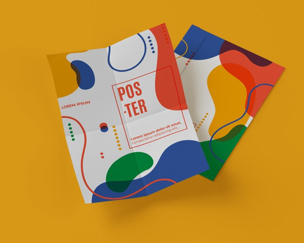High Angle Of Multicolored Shapes On Papers Psd