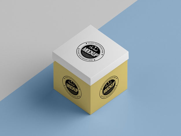 High Angle Of Packaging Box Mock-Up Psd